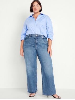 Old Navy Light-Medium Blue High-Rise Wide-Leg Jeans